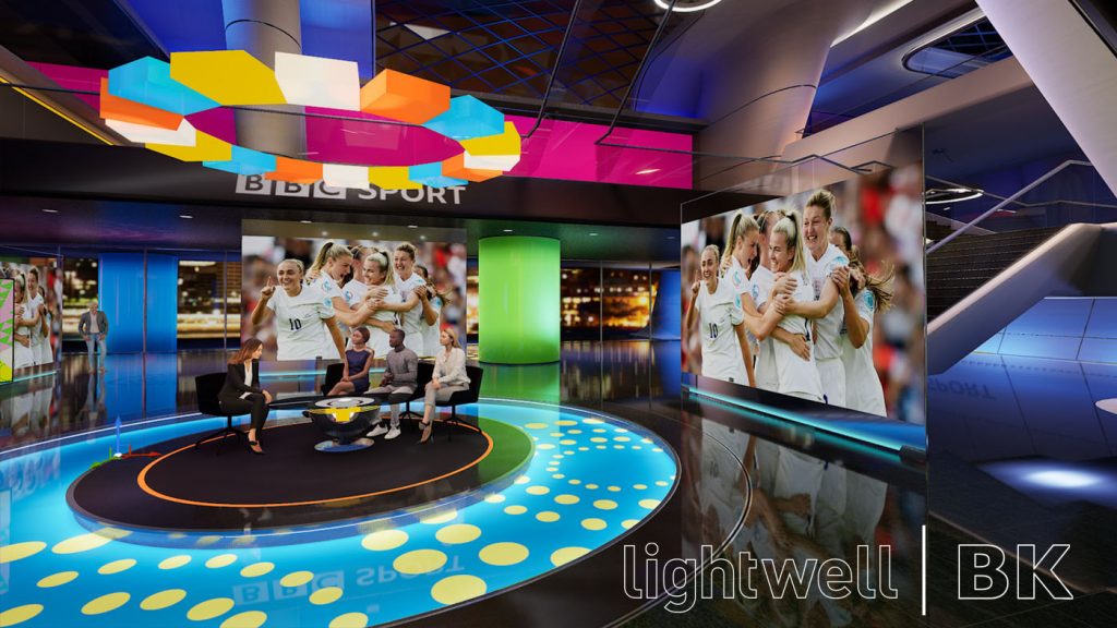 View inside our virtual set concept, created for a pitch for BBC Sport