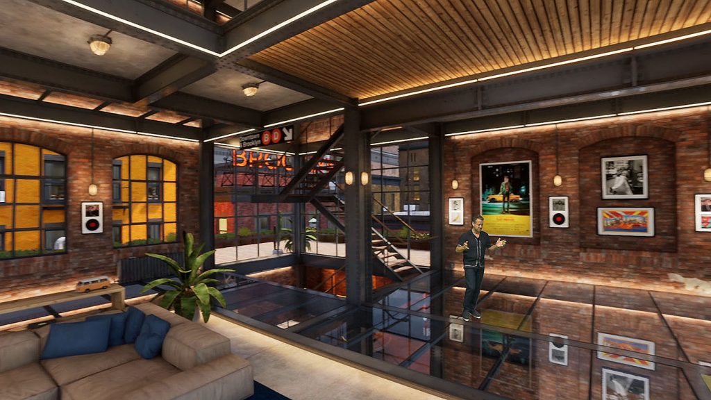 A scene from inside the virtual set built for the ITV World Cup studio, in Brooklyn, NY